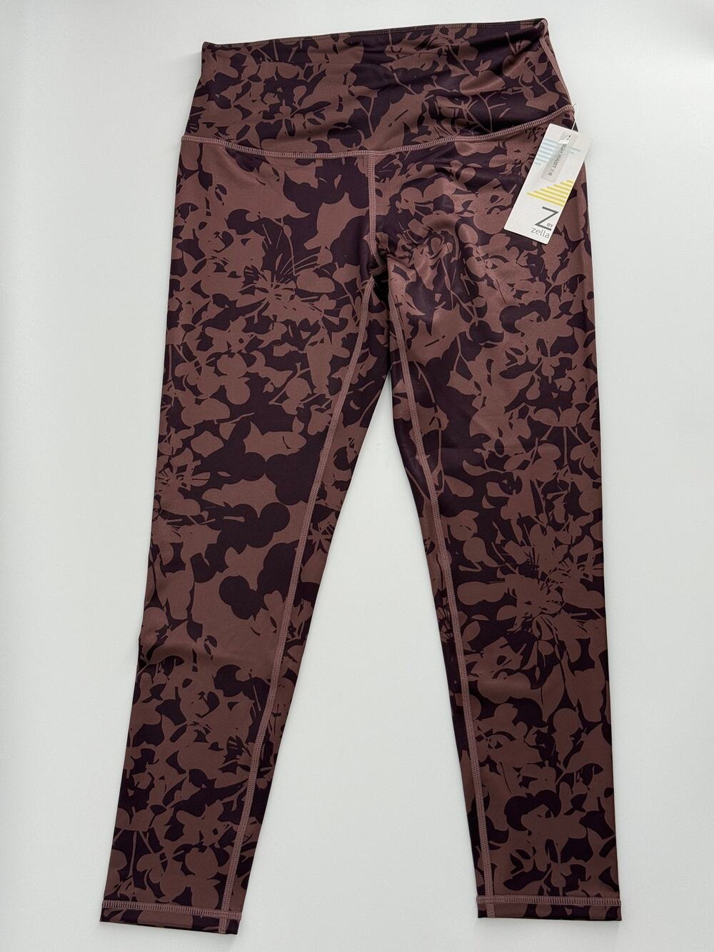 NWT Z by Zella High Waist 7/8 Floral Print Leggings Women’s Medium Brown Workout